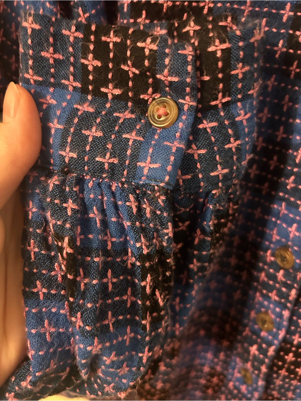 Anthropologie Blue and black Plaid Long-Sleeve button down Women's Blouse - Picture 6 of 10